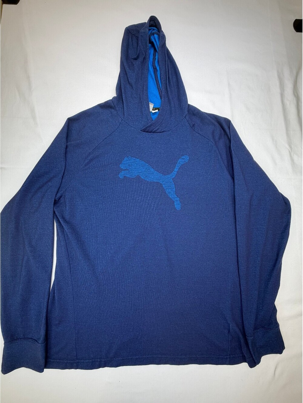 Puma Men's Athletic Hoodie Pullover Cat Logo Graphic Sweatshirt Size XXL Blue